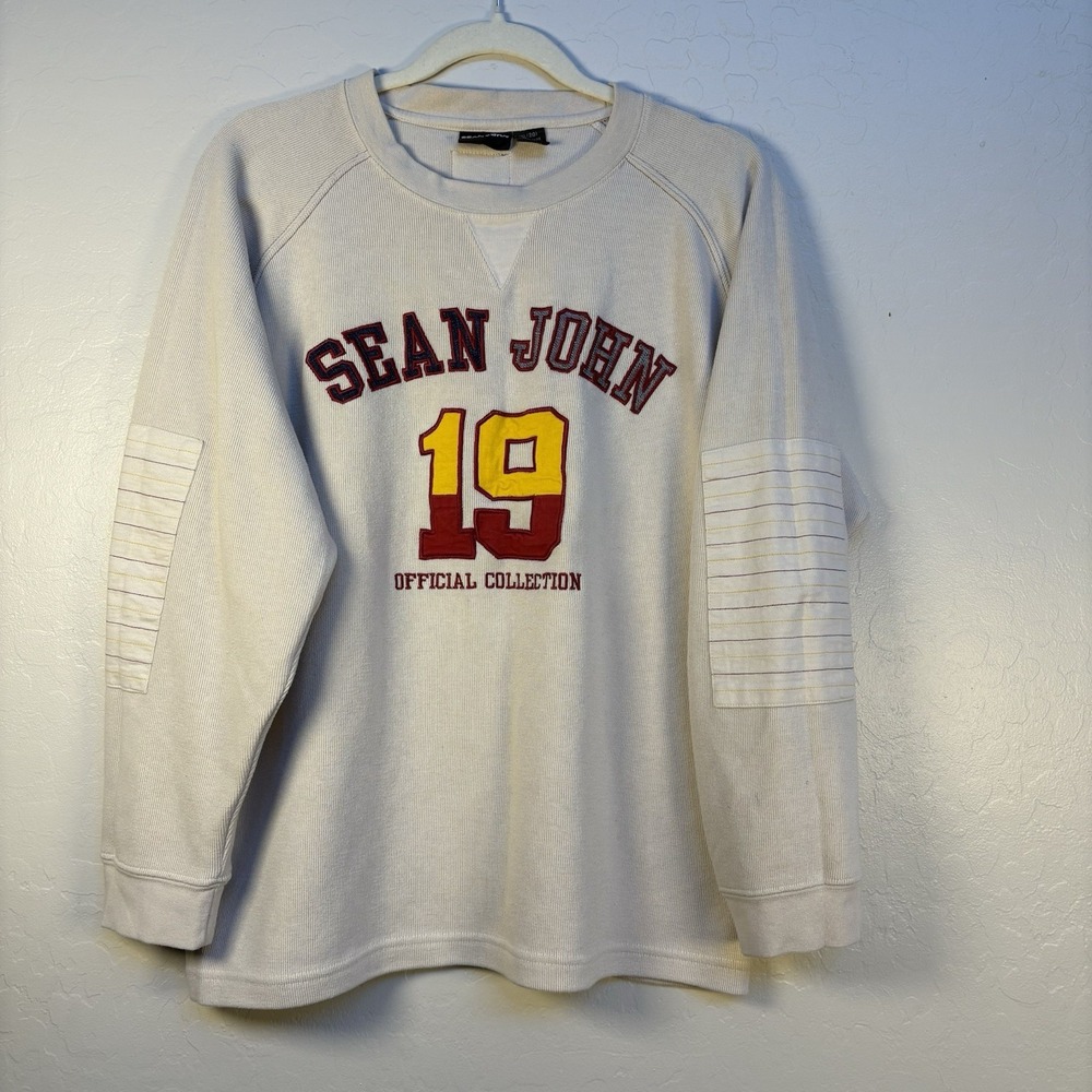 Vtg SEAN‎ JOHN Youth Ribbed Knit Sweater Crew Neck Size XL20 Elbow Patch